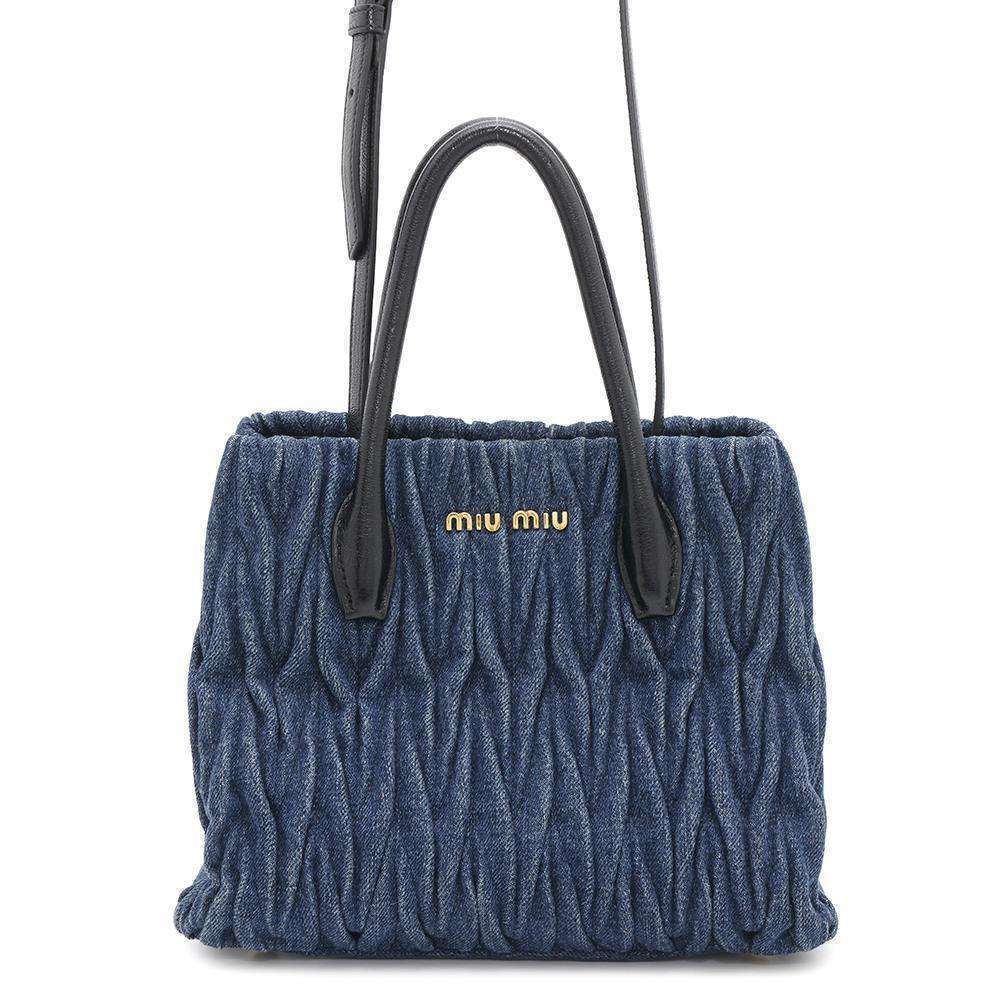 Miu Miu Matelasse Denim Leather Handbag Miu Miu Bag